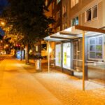 Wartehalle Metropole in Erfurt, beleuchtet